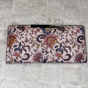 EUC Floral, print Cream Leather Wallet with Card Slots